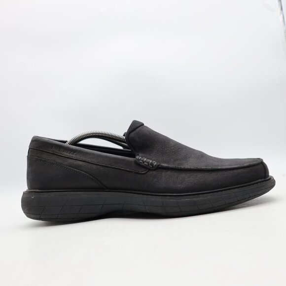 Merrell World Vue Venetian Moc Men's 12 Black Slip On Casual Comfort Shoes - Picture 1 of 9